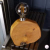 Lampe fabriquée en cerisier. Douille cache culot d'ampoule en inox Handcrafted cherry tree lamp Bulb cover socket machined in stainless steel