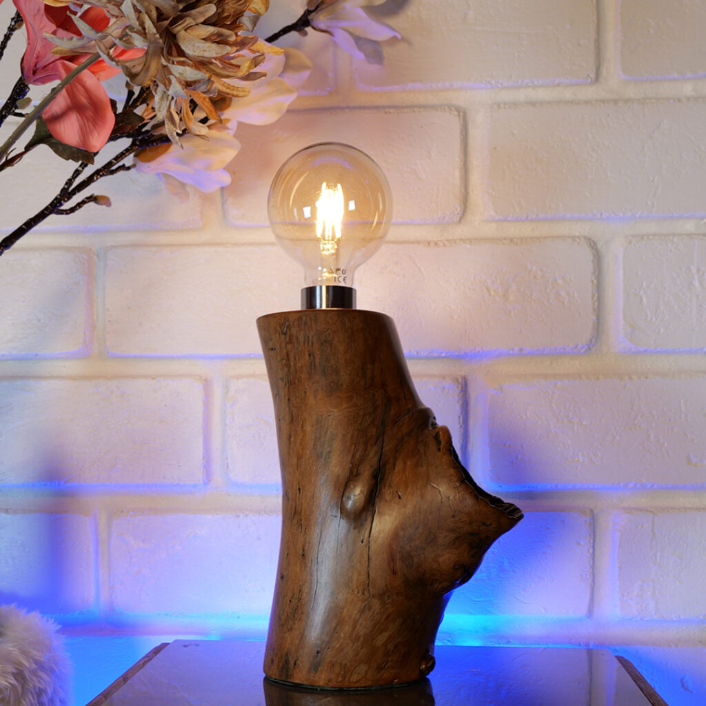 lampe en pommier avec trou de branche