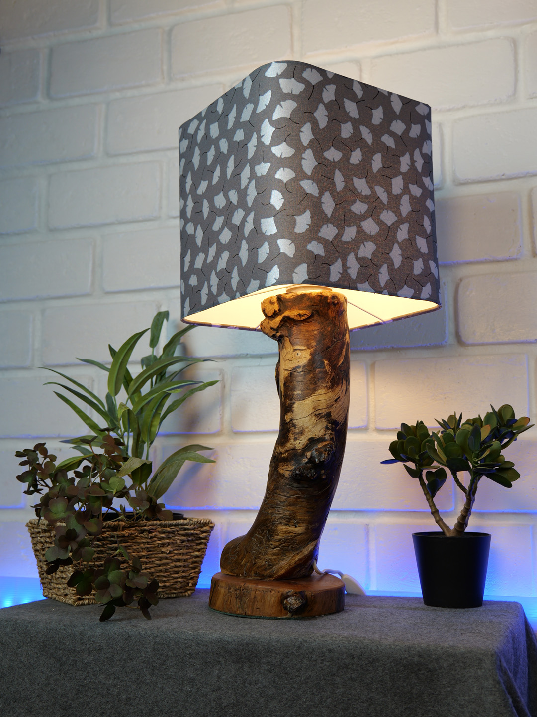 Lampe pommier haute abat-jour gingko biloba 