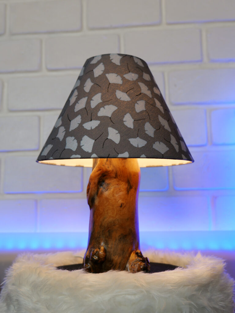 Lampe thuya petite abat-jour gingko biloba